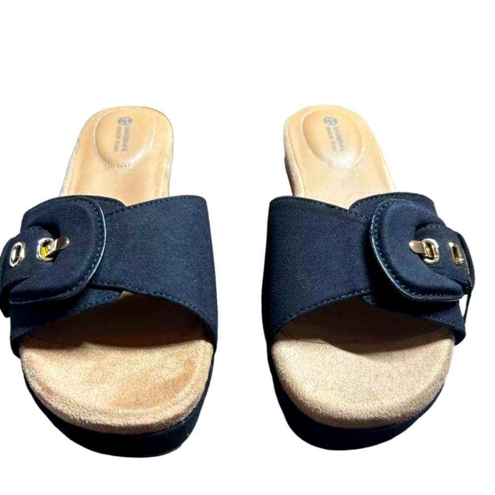 Giani Bernini Ashllyn Memory Foam Wedge Sandals Slip On Buckle Strap Size 8 M - Picture 5 of 6